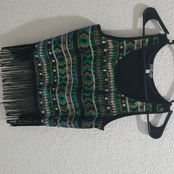 Sequins Top with Fringe - Picture 1 of 3